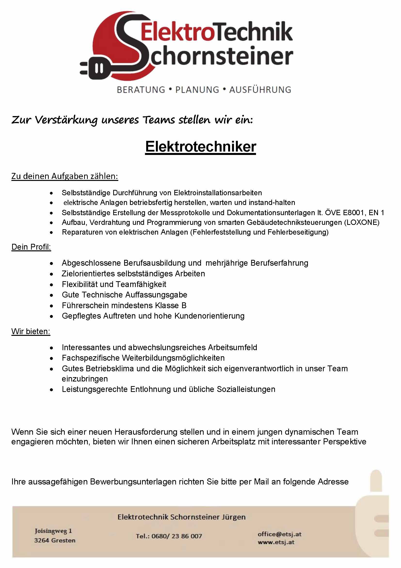 Elektroinstallateur/in – Grestner Wirtschaftsgemeinschaft